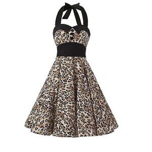 Women's Dress Retro Vintage Swing 1950's  leopard print halter dress
